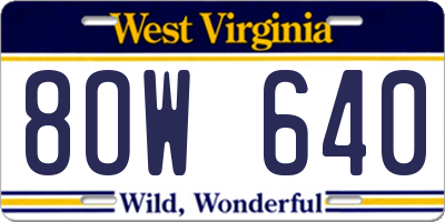 WV license plate 8OW640
