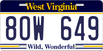 WV license plate 8OW649