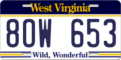 WV license plate 8OW653