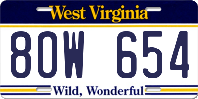 WV license plate 8OW654