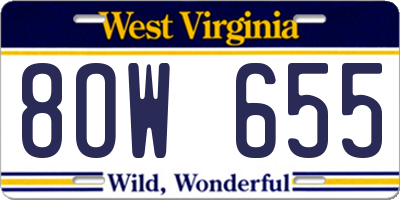 WV license plate 8OW655
