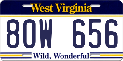 WV license plate 8OW656