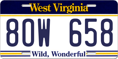 WV license plate 8OW658