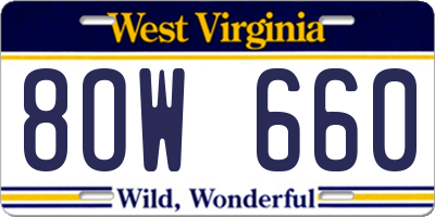 WV license plate 8OW660