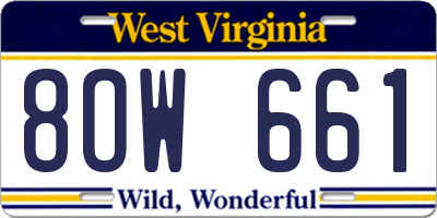 WV license plate 8OW661
