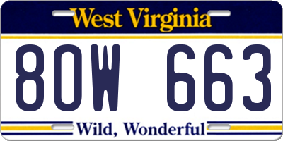 WV license plate 8OW663