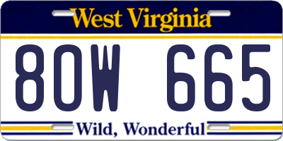 WV license plate 8OW665