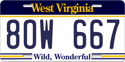 WV license plate 8OW667