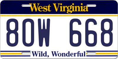 WV license plate 8OW668