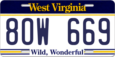 WV license plate 8OW669