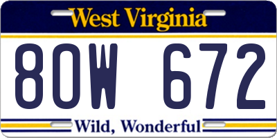 WV license plate 8OW672