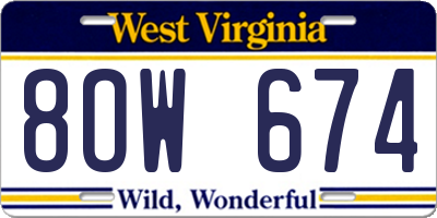 WV license plate 8OW674