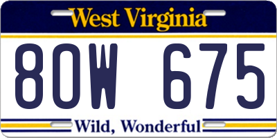 WV license plate 8OW675
