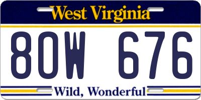 WV license plate 8OW676