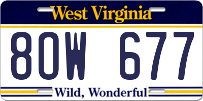WV license plate 8OW677