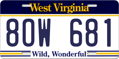 WV license plate 8OW681