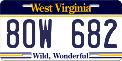 WV license plate 8OW682