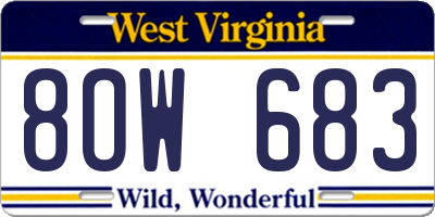 WV license plate 8OW683