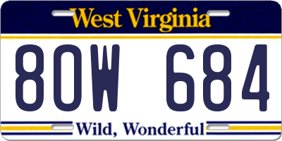 WV license plate 8OW684