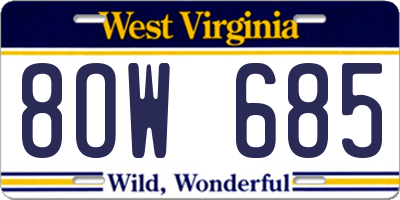 WV license plate 8OW685