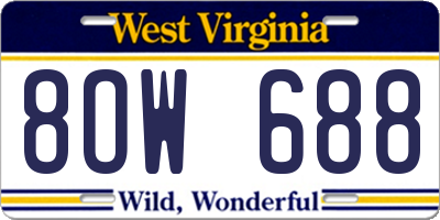 WV license plate 8OW688