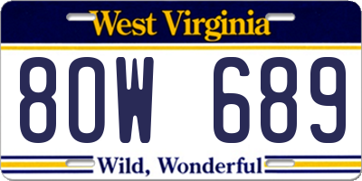 WV license plate 8OW689