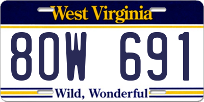 WV license plate 8OW691