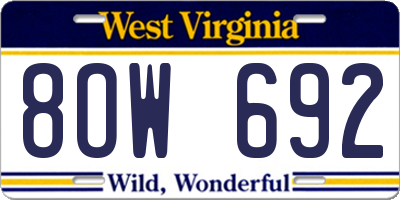 WV license plate 8OW692