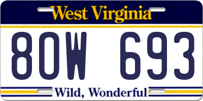WV license plate 8OW693