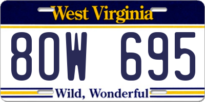 WV license plate 8OW695