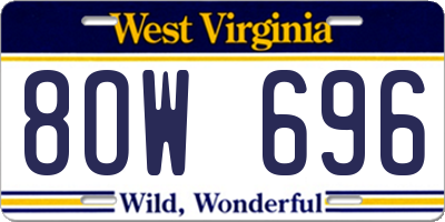 WV license plate 8OW696