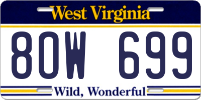 WV license plate 8OW699