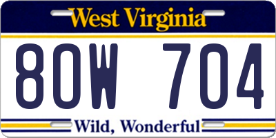 WV license plate 8OW704