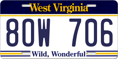 WV license plate 8OW706