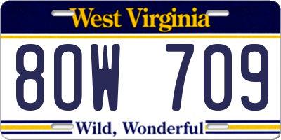 WV license plate 8OW709