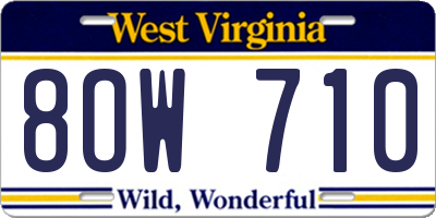 WV license plate 8OW710