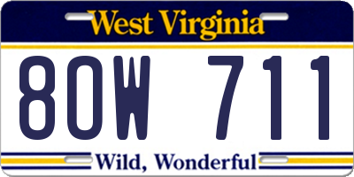 WV license plate 8OW711