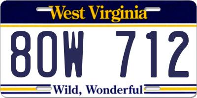 WV license plate 8OW712