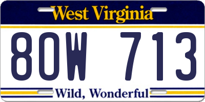 WV license plate 8OW713