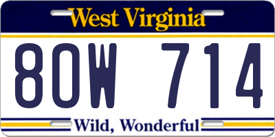 WV license plate 8OW714