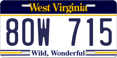 WV license plate 8OW715