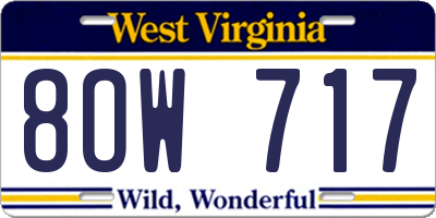WV license plate 8OW717