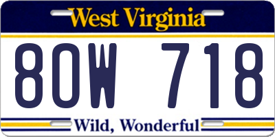 WV license plate 8OW718