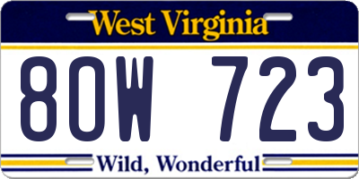 WV license plate 8OW723