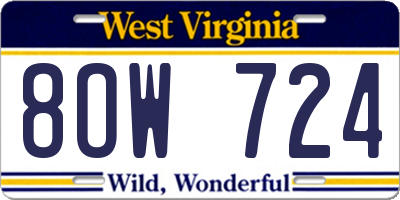 WV license plate 8OW724