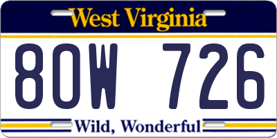 WV license plate 8OW726