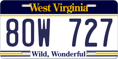 WV license plate 8OW727
