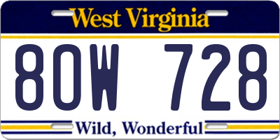 WV license plate 8OW728
