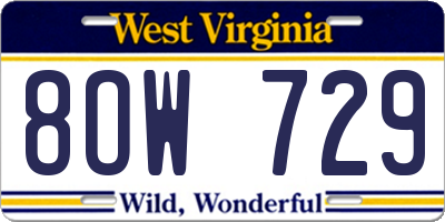 WV license plate 8OW729