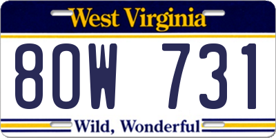 WV license plate 8OW731
